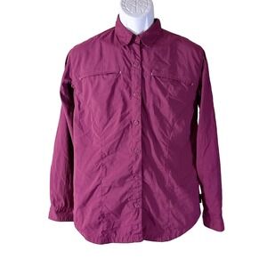 COLUMBIA Women's Long Sleeve Button Down Vented Outdoor Shirt Purple Medium